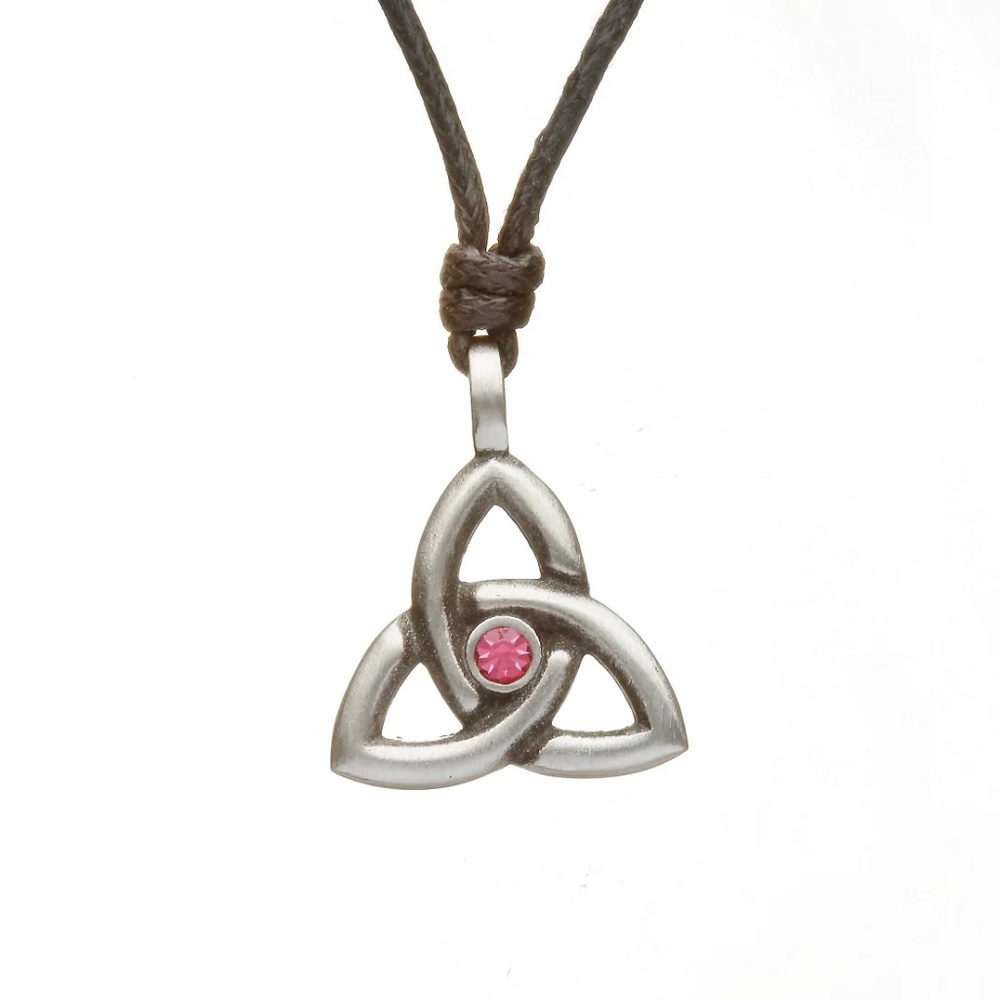 Celtic Trinity Knot October Birthstone Necklace